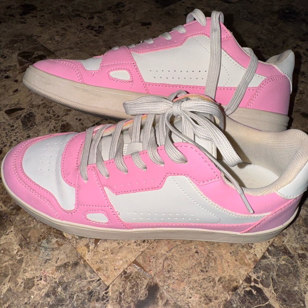 Pink and White Tennis Shoes